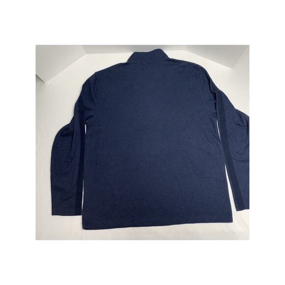 XXL Calvin Klein Mens 1/4 Zip Pull Over Active Blue w/ Stripe Sleeve Sweatshirt - Picture 6 of 9